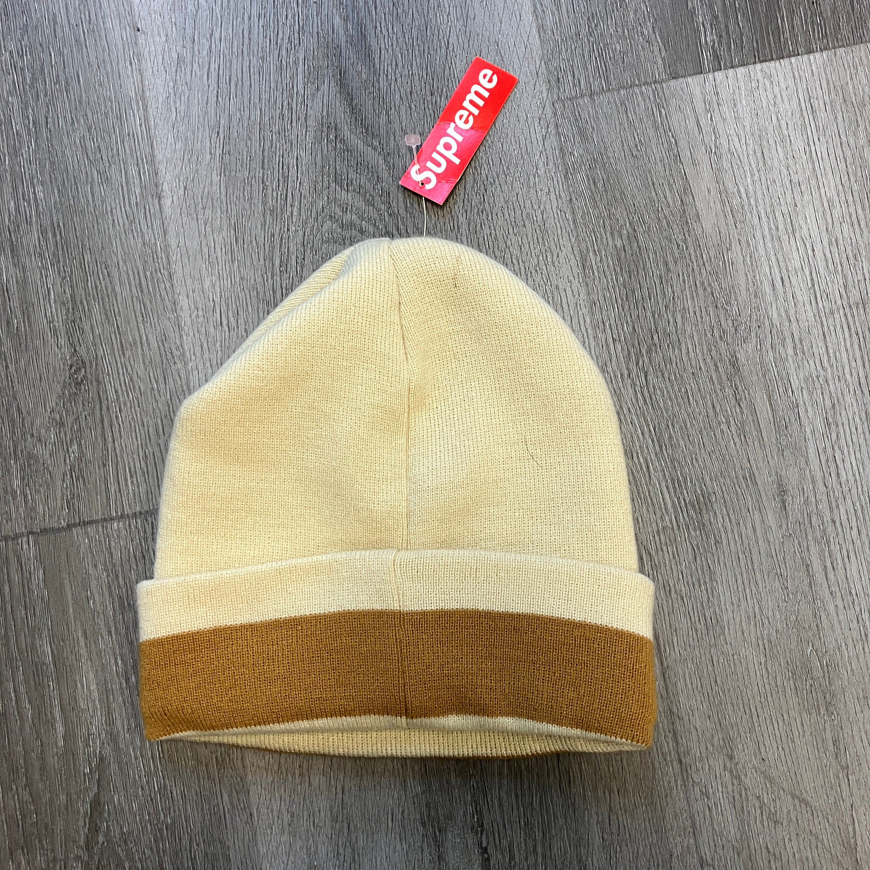 Supreme Cuff Stripe Beanie Natural