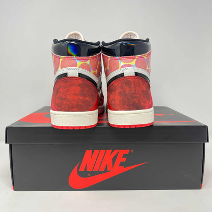 Jordan 1 Retro High OG Spider-Man sneakers on Nike box, brand new condition.