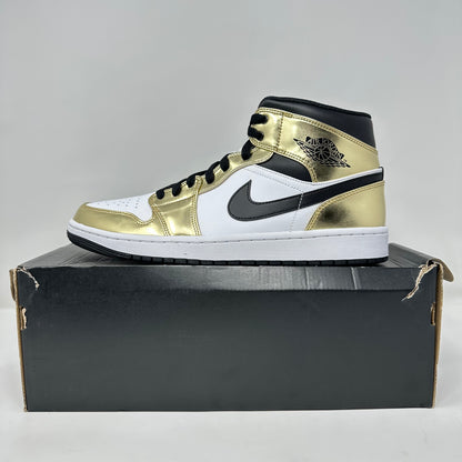 Jordan 1 Mid Metallic Gold Black White