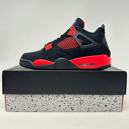 Jordan 4 Retro Red Thunder sneakers, brand new with all accessories included.