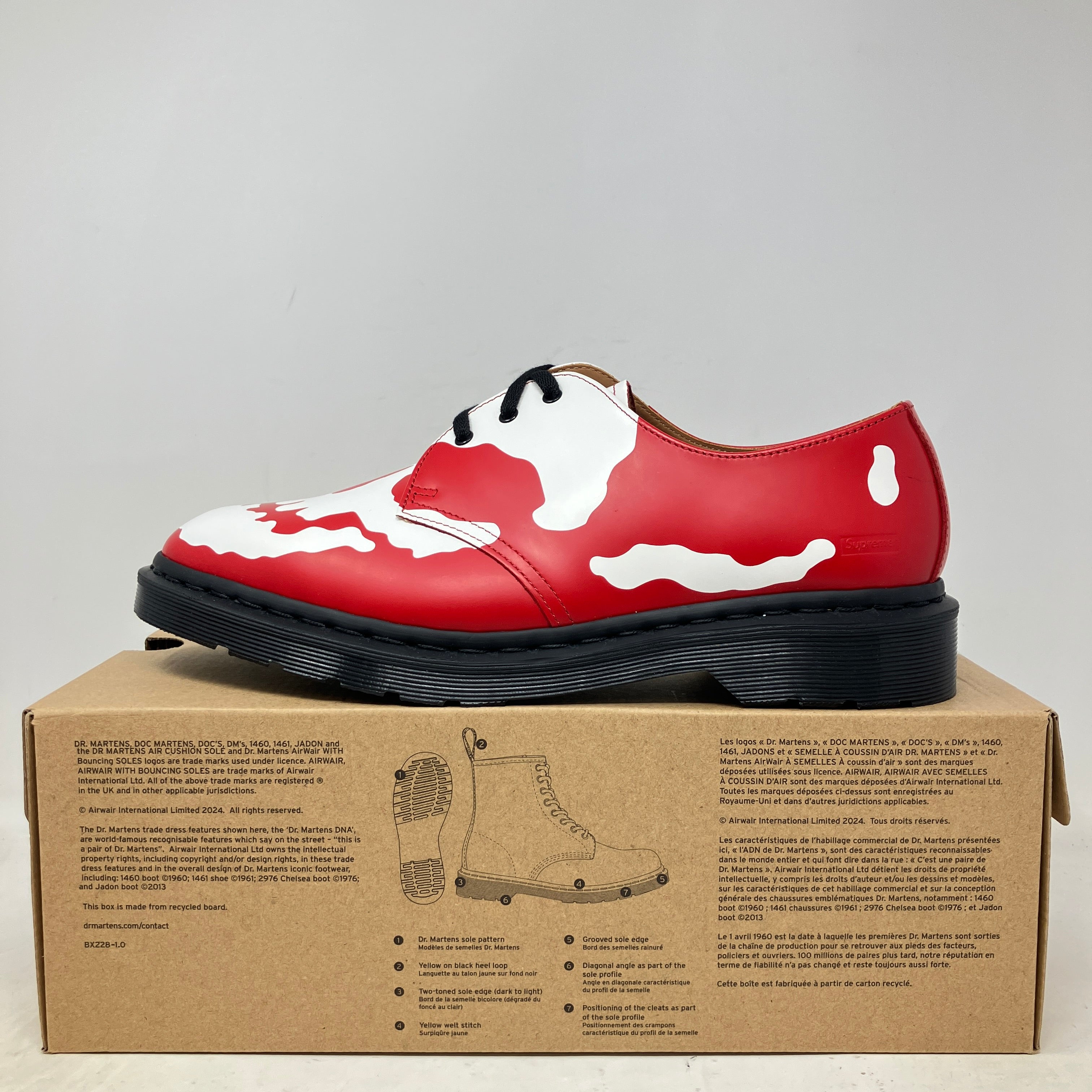 Dr. Martens 1461 3-Eye Shoe Supreme Skull Red White