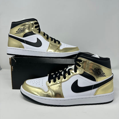 Jordan 1 Mid Metallic Gold Black White