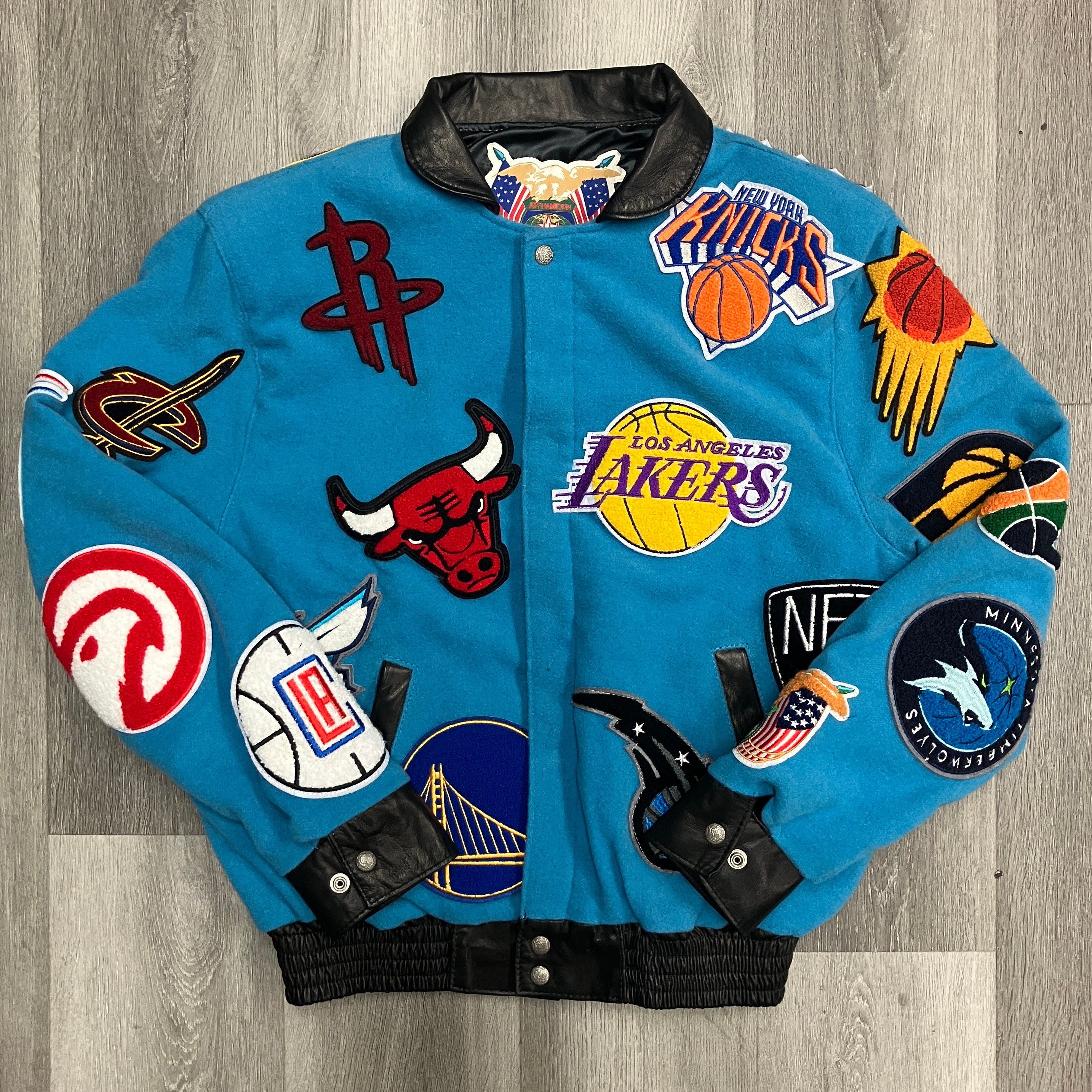 Jeff Hamilton Varsity NBA Patch Jacket Blue