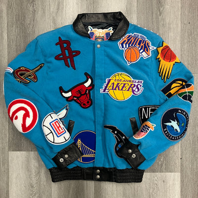 Jeff Hamilton Varsity NBA Patch Jacket Blue