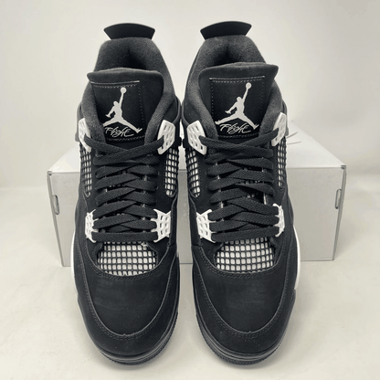 Jordan 4 Retro White Thunder sneakers, brand new with accessories included.