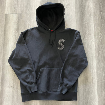 Black Supreme S Logo hooded sweatshirt pre-owned with front logo and kangaroo pocket