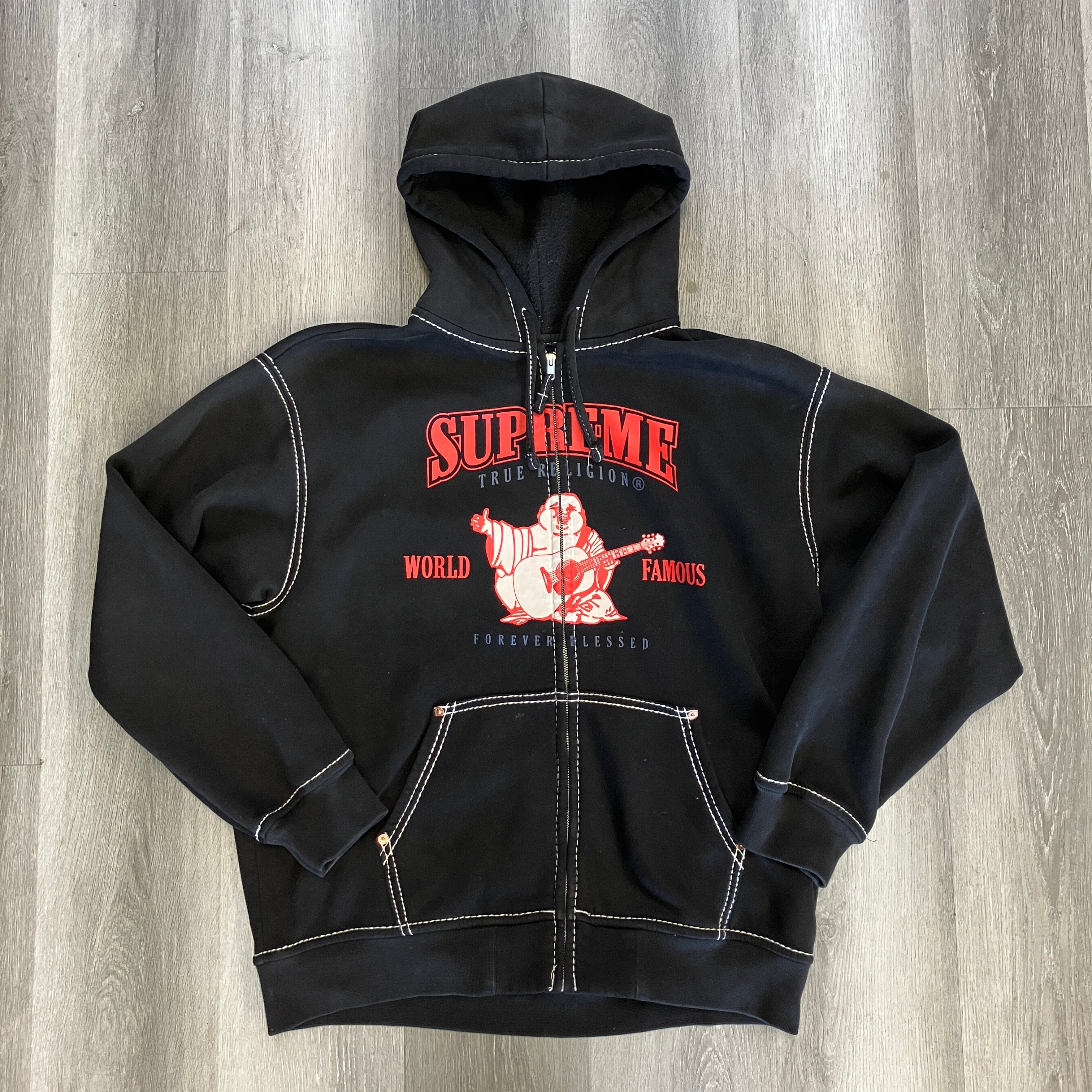 Supreme True Religion Zip Up Hooded Sweatshirt Black
