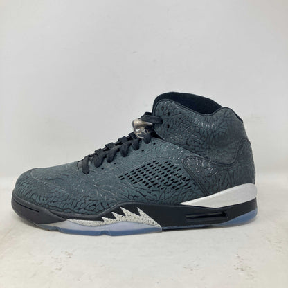 Jordan 5 Retro 3Lab5 Black Silver sneaker side view with elephant print detailing and translucent sole
