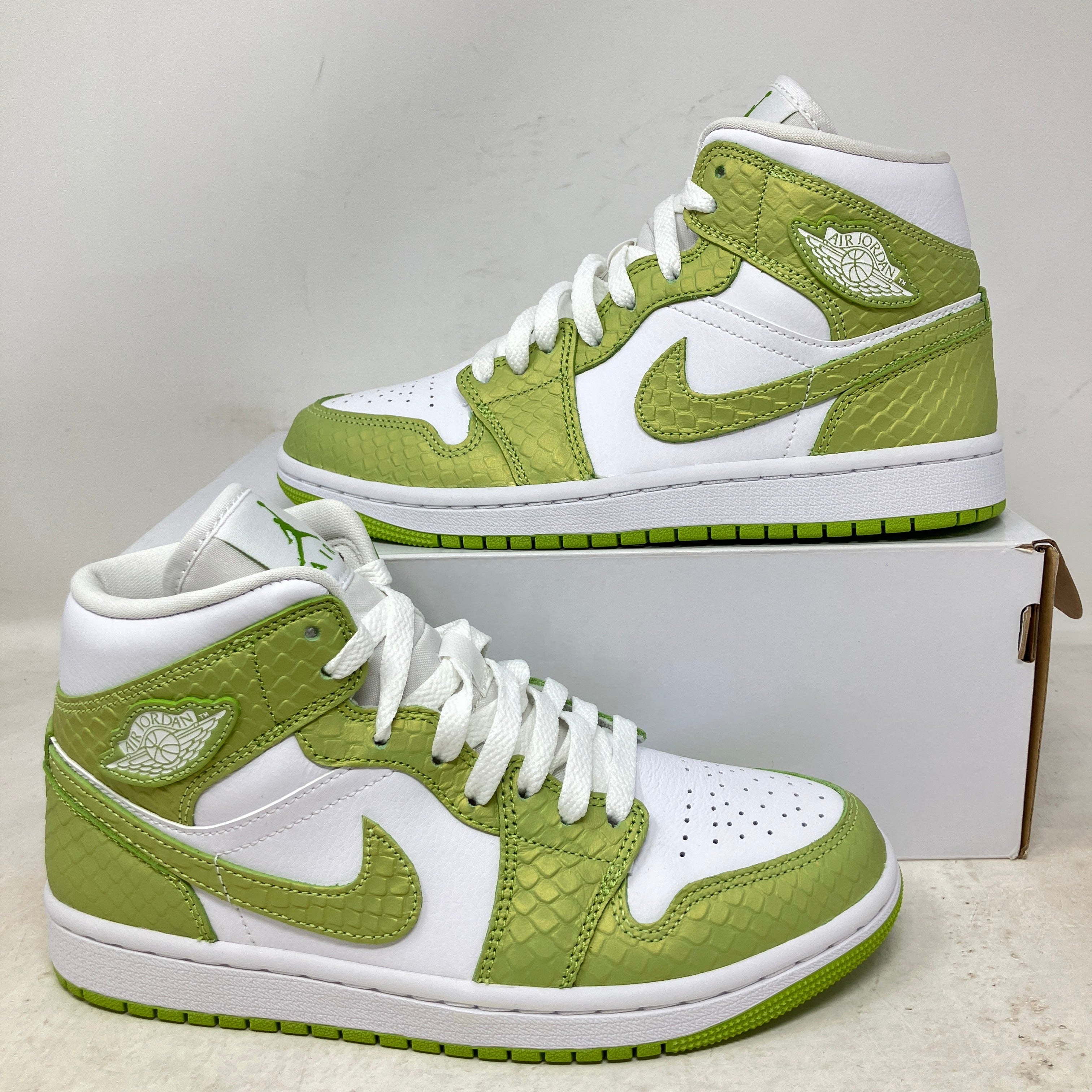 Jordan 1 Mid Green Python (Women's)