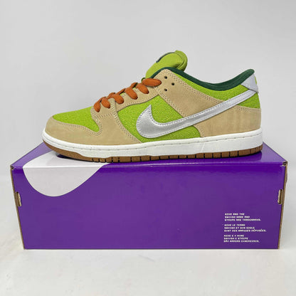 Nike SB Dunk Low Escargot sneakers, brand new with all accessories, displayed on a purple box.
