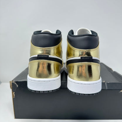 Jordan 1 Mid Metallic Gold Black White