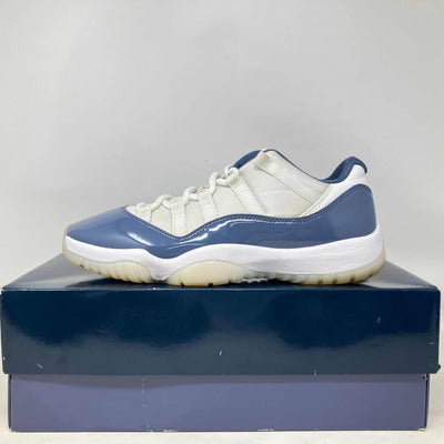 Jordan 11 Retro Low Diffused Blue sneaker in pre-owned condition with all accessories on box.