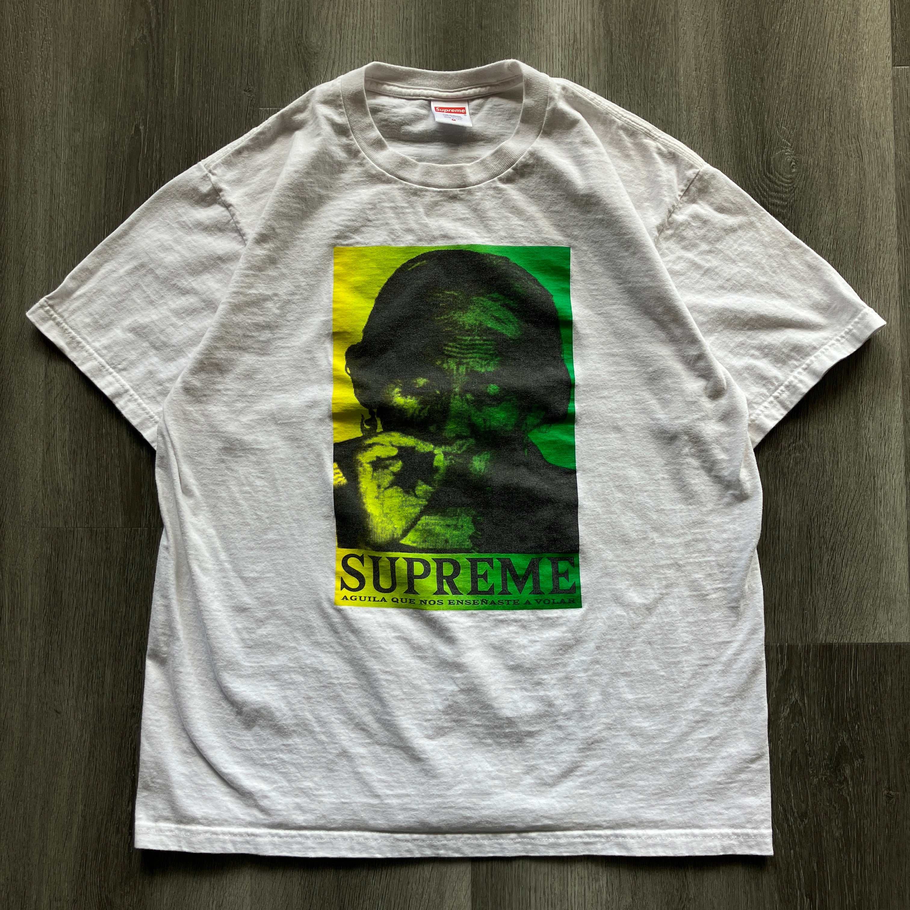 Supreme Aguila Tee White, pre-owned condition, with graphic print.