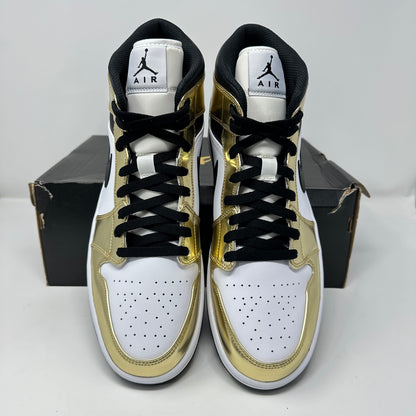 Jordan 1 Mid Metallic Gold Black White