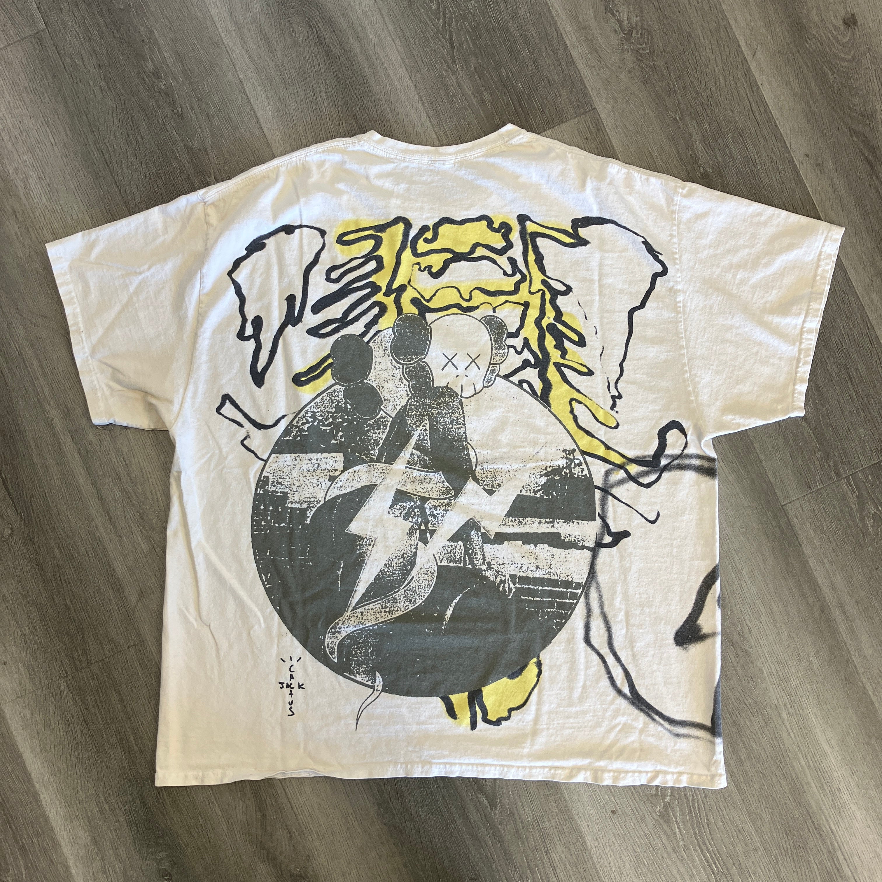 Travis Scott Cactus Jack + Kaws For Fragment Tee Aged Yellow