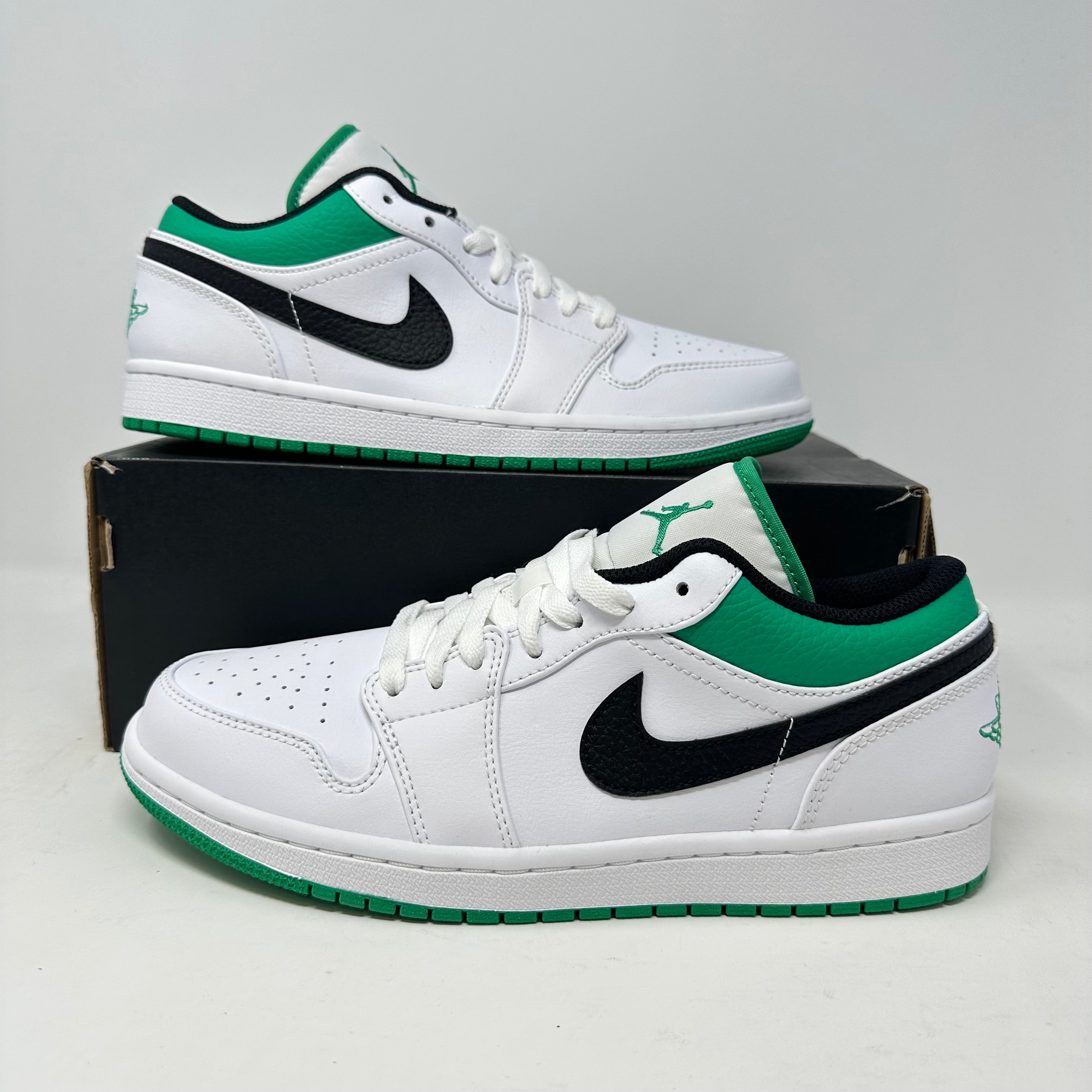 Jordan 1 Low White Lucky Green Black