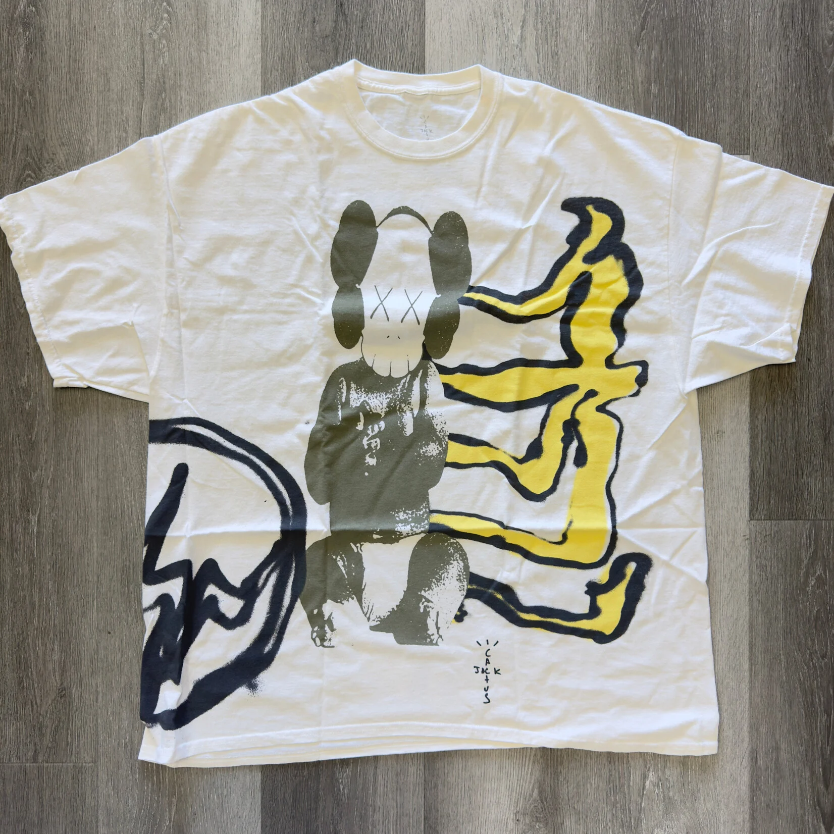 Travis Scott Cactus Jack + Kaws For Fragment Tee Aged Yellow