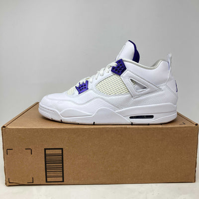 Pre owned Jordan 4 Retro Metallic Purple sneaker on replacement box