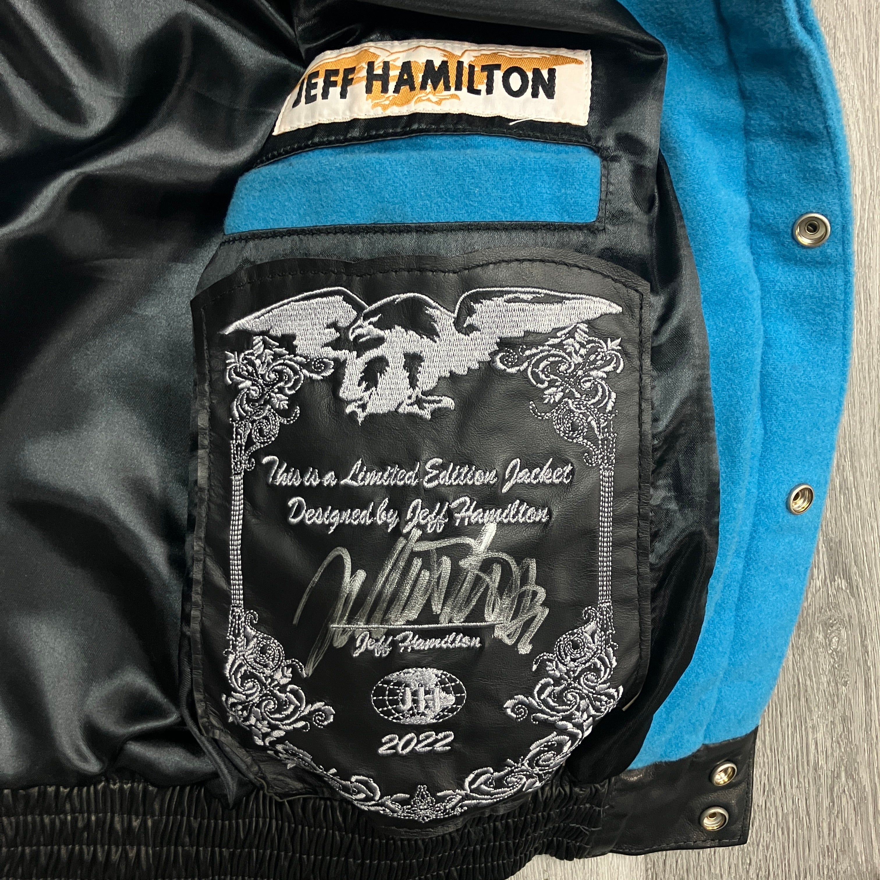 Jeff Hamilton Varsity NBA Patch Jacket Blue