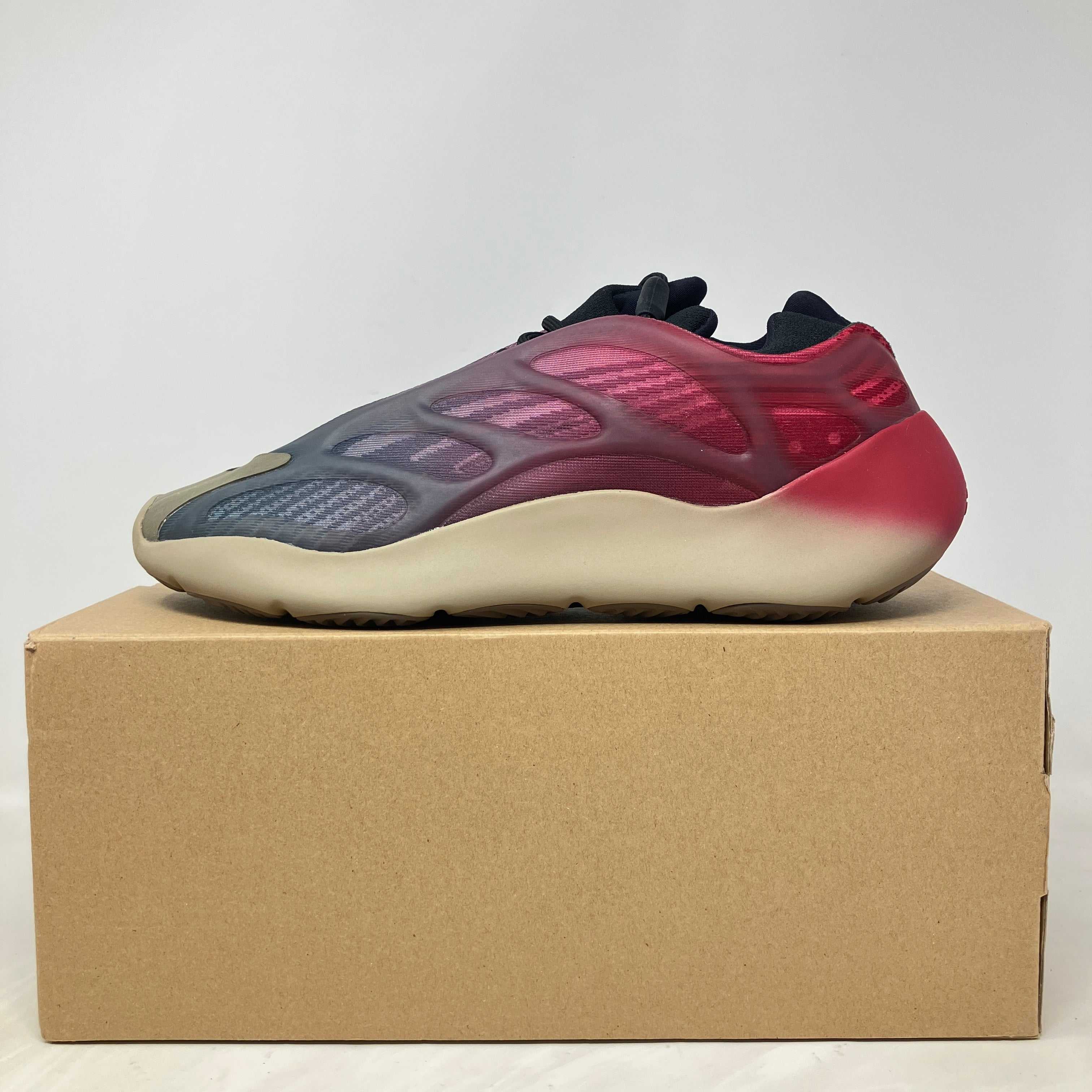 adidas Yeezy 700 V3 Fade Carbon sneaker side view on box brand new with all accessories