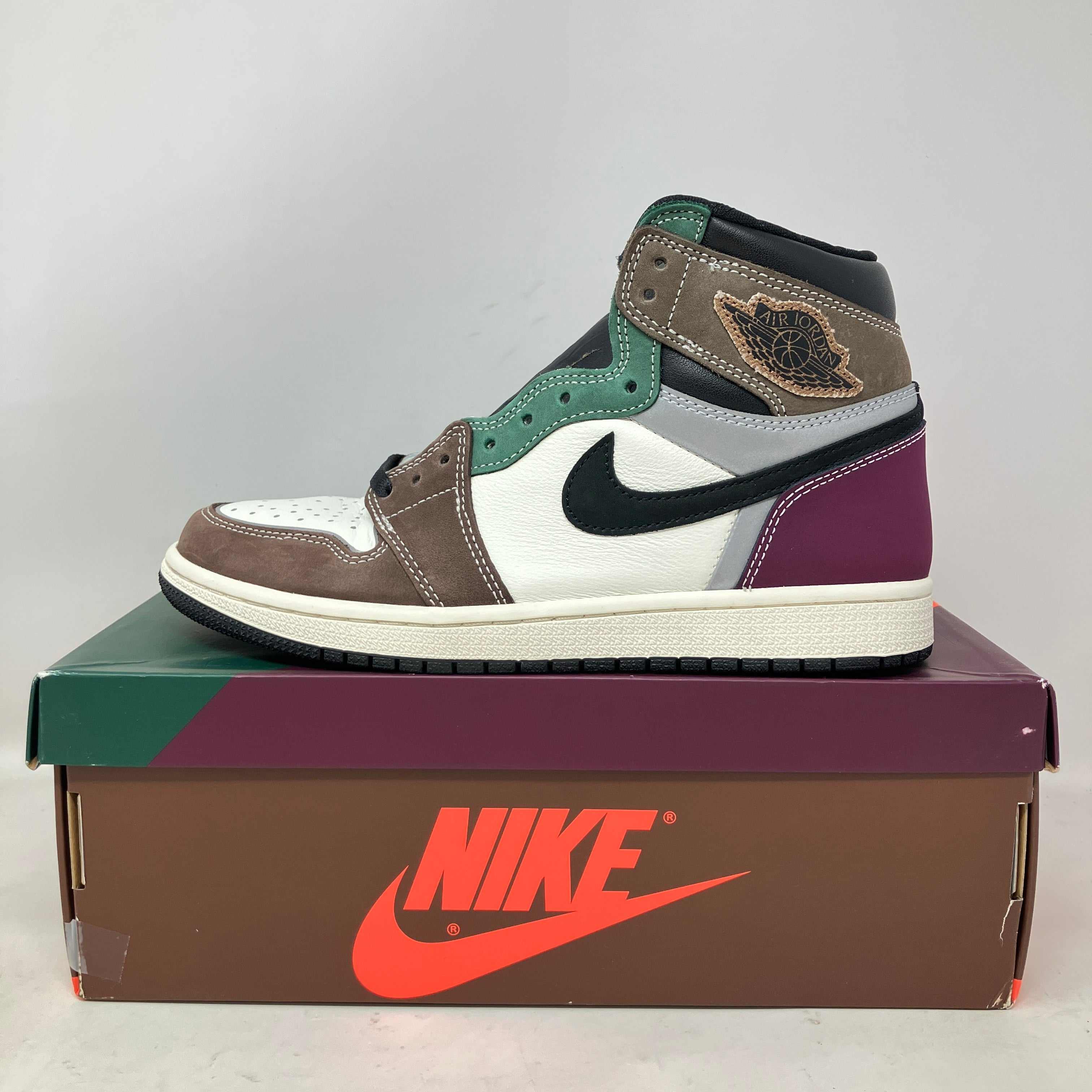 Preowned Jordan 1 Retro High OG Hand Crafted sneaker with multicolor leather on Nike box