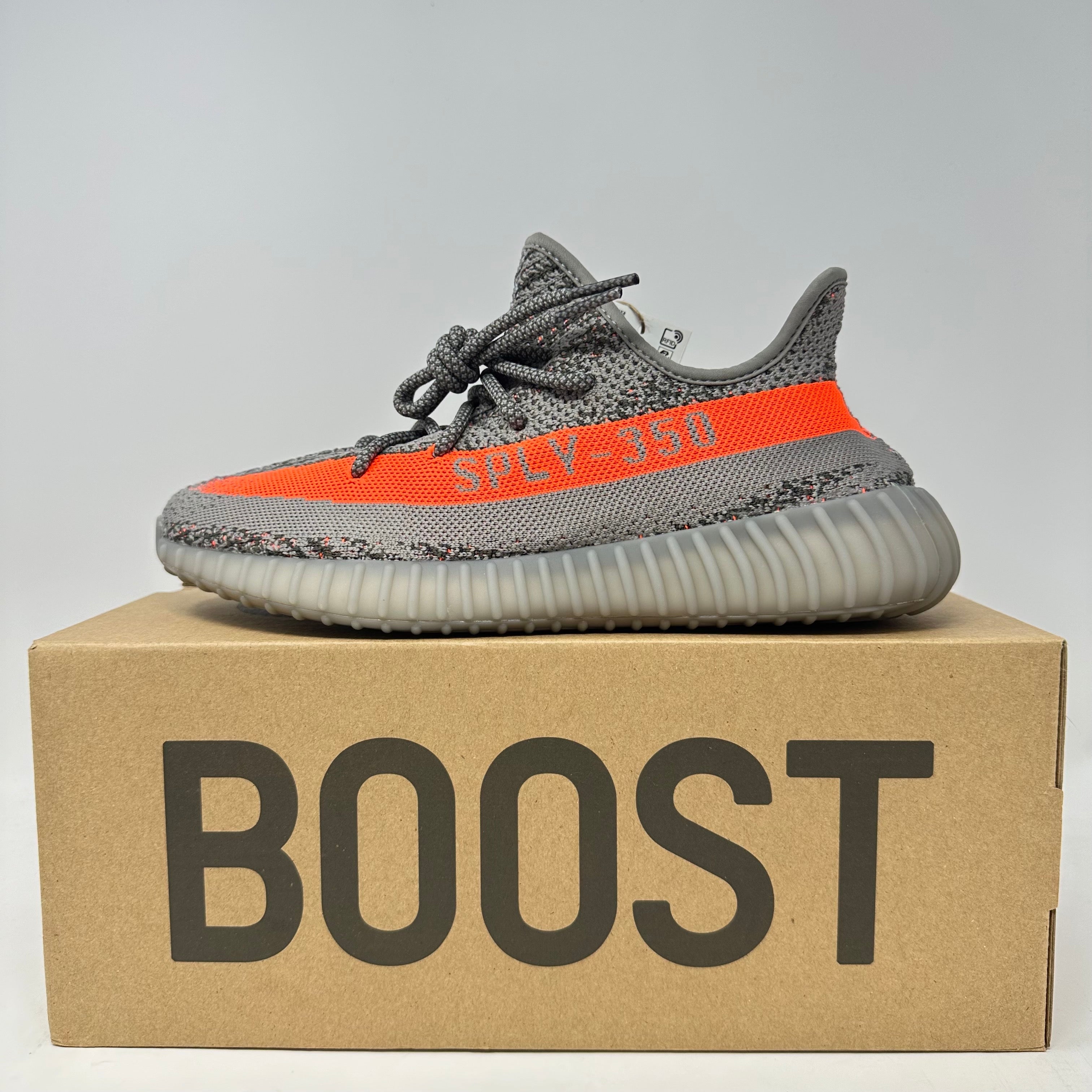 adidas Yeezy Boost 350 V2 Beluga Reflective sneaker on Boost box, brand new with all accessories.