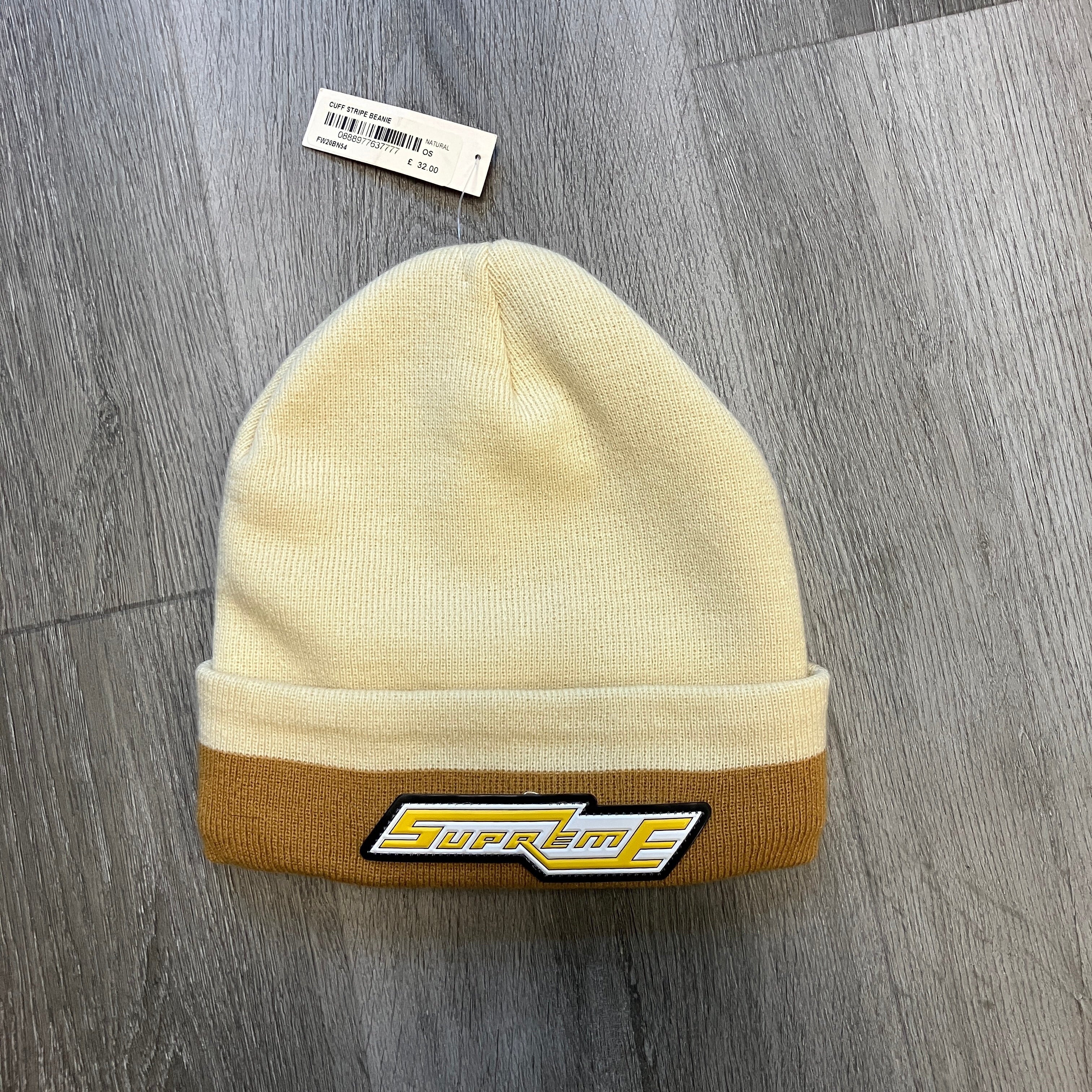 Supreme Cuff Stripe Beanie Natural
