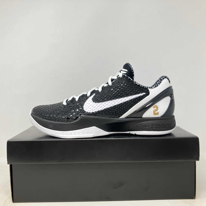 Nike Kobe 6 Protro Mambacita Sweet 16 black and white basketball shoe on box, brand new condition
