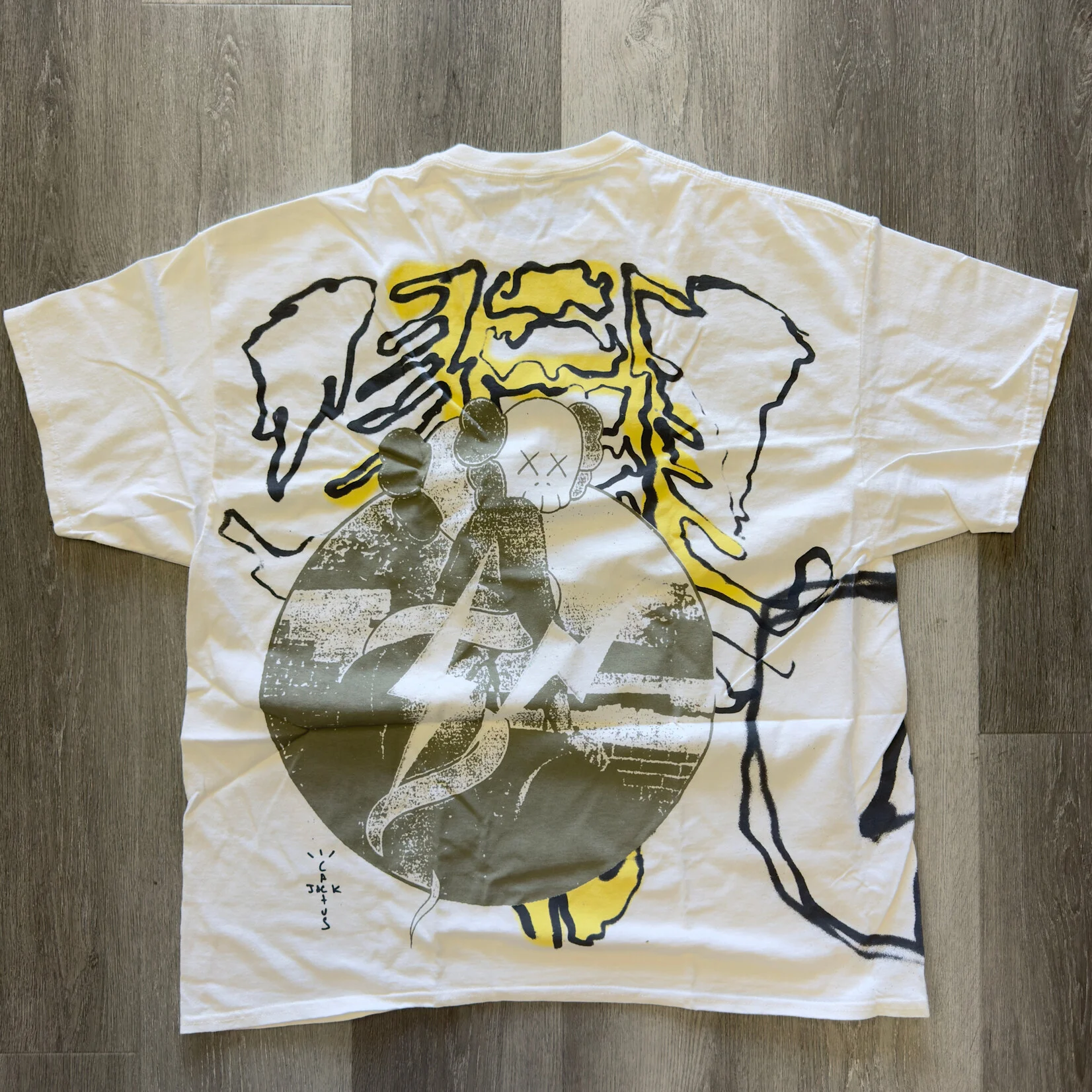 Travis Scott Cactus Jack + Kaws For Fragment Tee Aged Yellow