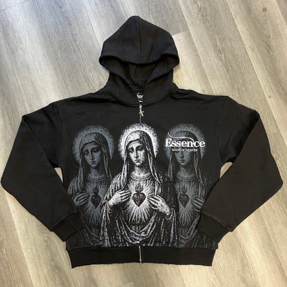 Essence LA Virgin Mary Distressed Zip Up