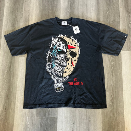 Warren Lotas XXL black T-shirt with Jason mask graphic and "VS. THE WORLD" text