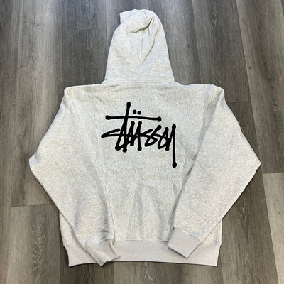 Stussy Basic Logo Zip Hoodie Ash Heather Grey