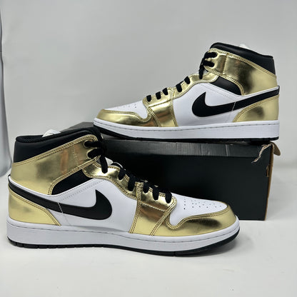 Jordan 1 Mid Metallic Gold Black White