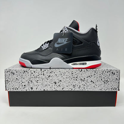 Jordan 4 Retro Bred Reimagined sneaker on box, brand new condition.