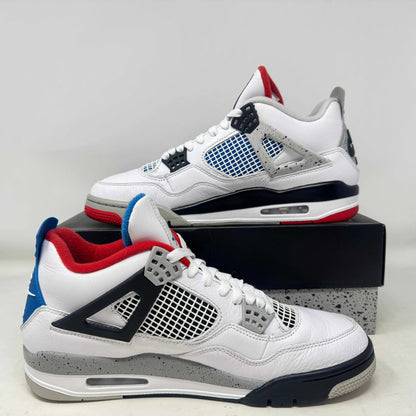 Pre-owned Jordan 4 Retro What The sneakers with accessories, multicolor design.