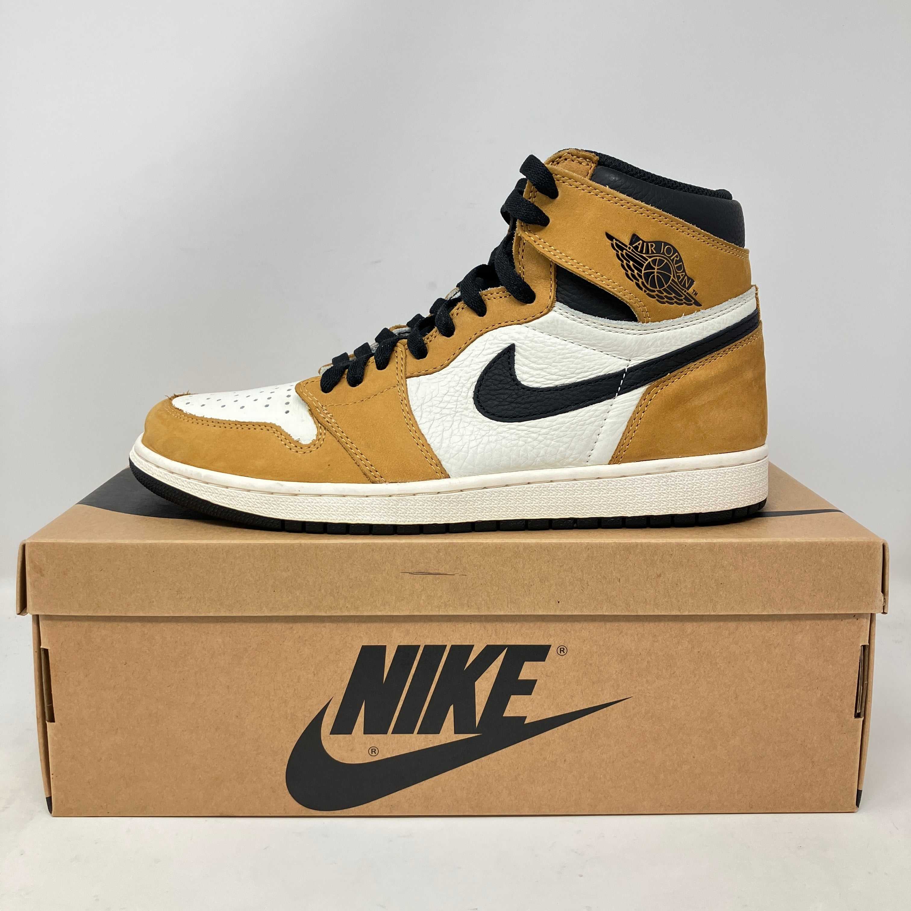 Jordan 1 Retro High Rookie of the Year sneakers with replacement box.