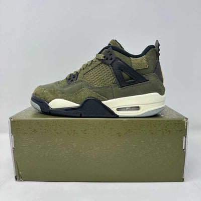 Jordan 4 Retro SE Craft Medium Olive sneaker in brand new condition on matching olive shoe box