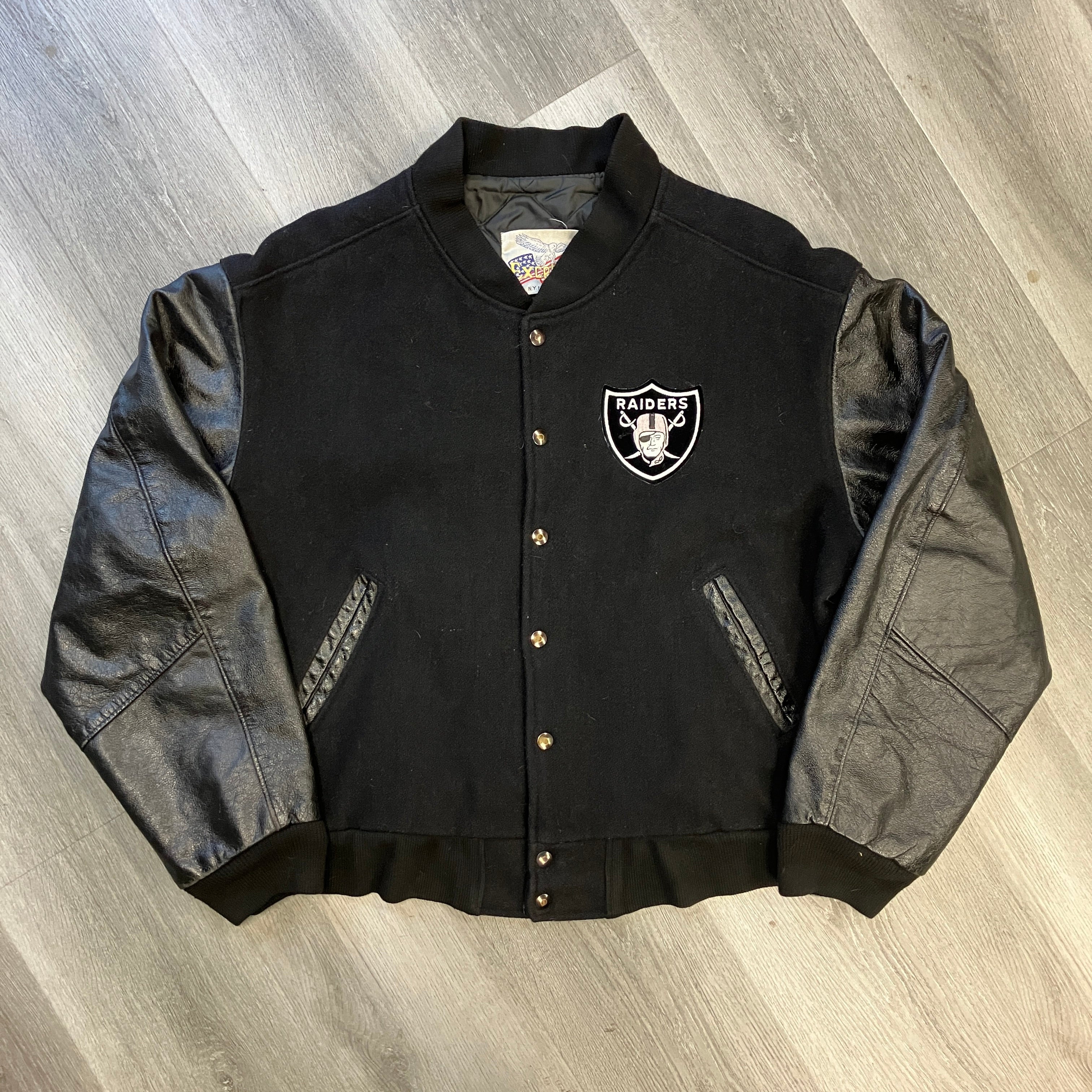 90s Raiders スタジャン ブラック スケート ヴィンテージ Vintage 90s Oakland Raiders Letterman Jacket – Hidden Realm