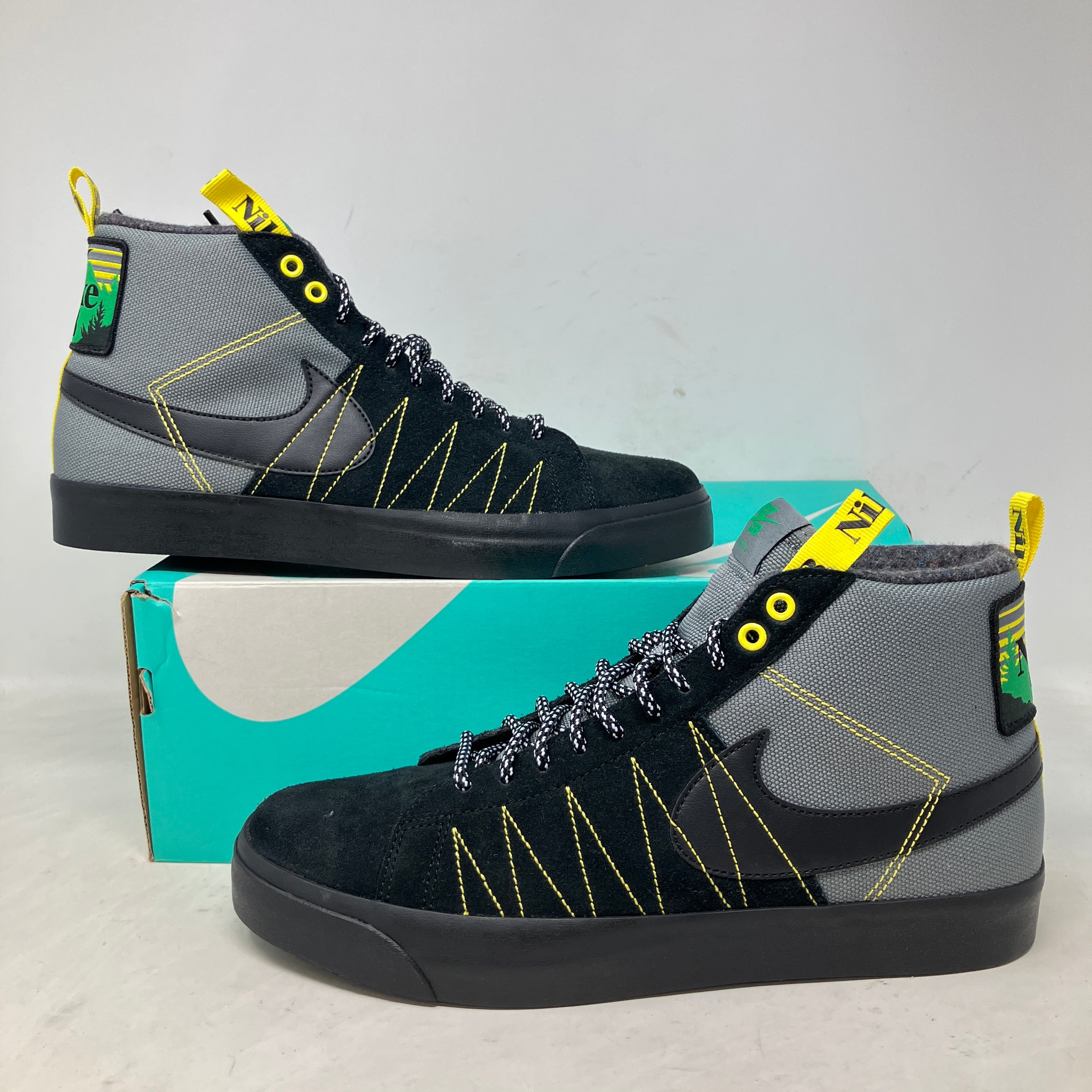 Nike SB Zoom Blazer Mid PRM Acclimate Cool Grey Yellow Strike