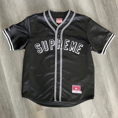 Supreme Mitchell & Ness Satin Baseball Jersey Black
