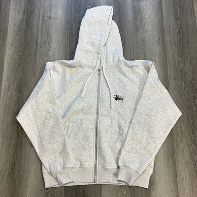 Stussy Basic Logo Zip Hoodie Ash Heather Grey