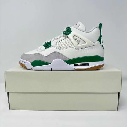 Jordan 4 Retro SB Pine Green sneakers on box, brand new with all accessories.